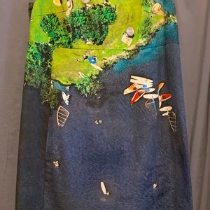 Akris Punto Beach Scenes Graphic Design, A-line, Dress with Pockets.